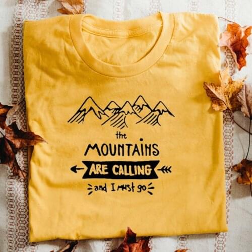 The Mountains Are Calling And I Must Go T-shirts Men Women Camping Tees Tops Fancy Summer Graphic Cotton Hiking Outdoor Tshirt