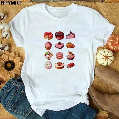 Fun Gourmet Graphics Printed T Shirt Harajuku clothes Tshirt Aesthetic Women Cute Female T-shirt Kawaii Tees New Summer Clothing