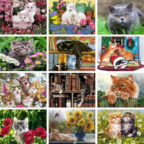 Gatyztory Cat Paint By Numbers For Adults Animal Picture Coloring With Numbers Canvas Drawing Acrylic Paints Wall Art Home Decor