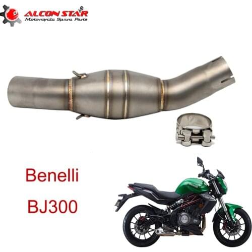 Alconstar Motorcycle Exhaust Muffler slip on Middle Link Pipe stainless steel Motorbike Exhaust For Benelli 300 BJ300