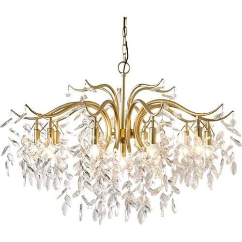 Crystal chandelier American retro elegant leaves bridal shop clothing store leaf branches guest restaurant bedroom chandelier