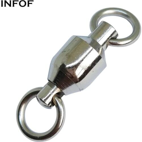 INFOF 50pcs/lot Ball Bearing Swivels with Solid Rings Fishing Swivels Stainless Steel Lure Hook Connector Carp Fishing Tackles