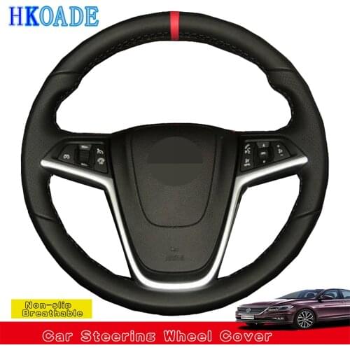 DIY Black Artificial Leather Car Steering Wheel Cover For Opel Mokka 2013-2016 Opel Insignia 2009-2013 Astra J 2010-2015 Meriva