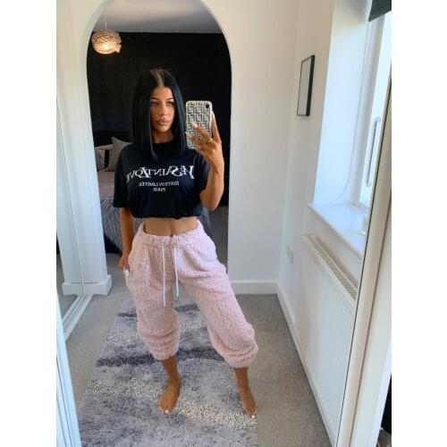 Fashion Autumn Winter Women Plush Fluffy Pajama Pant Warm Fleece Lounge Pants Sleepwear Bottoms with Pockets