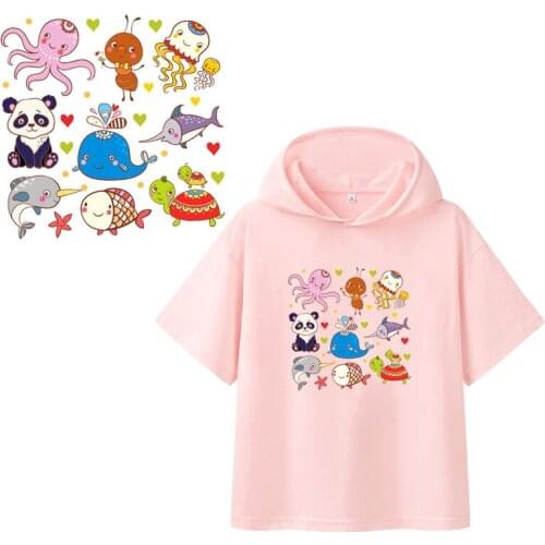 Cartoon combination animal Clothing Stickers Iron On Patches Diy Heat Transfers Patch For Clothes T-shirt Appliques Decoration