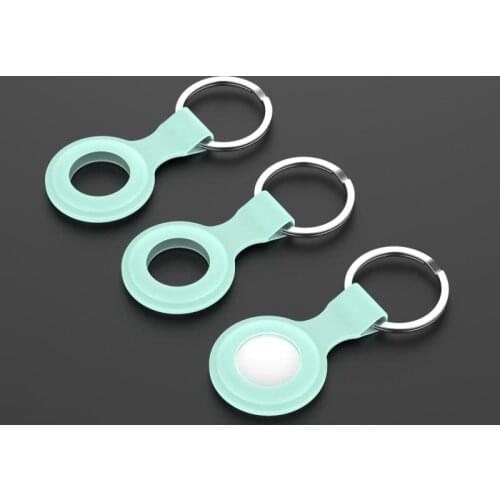 New Suitable For Apple Airtags Locator Simple Solid Color Silicone Protective Sleeve Metal Ring Buckle Sports Soft Plastic Shell