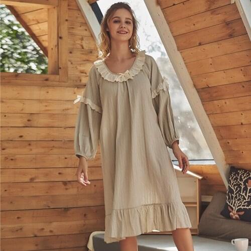Sleepwear Women Autumn And Winter New Simple Casual Cotton Nightdress Ladies' Home Wear Lounge Negligee Casual Sleepwear