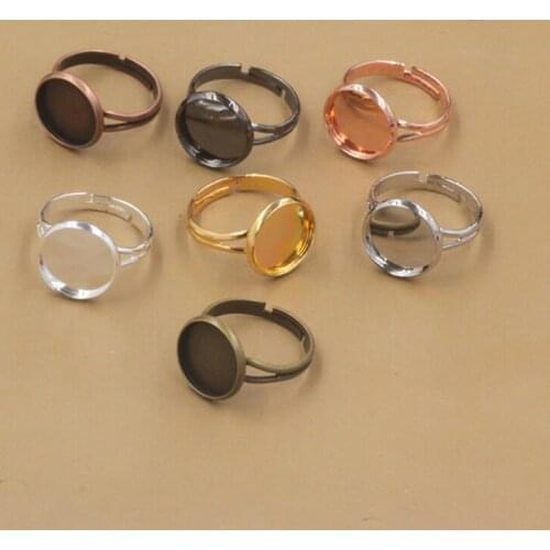20pcs/lot 18mm/20mm Ring Settings Cabochon Base Bezel Tray Blank for Cabochon Cameo DIY Fashion Rings Adjustable Ring Base