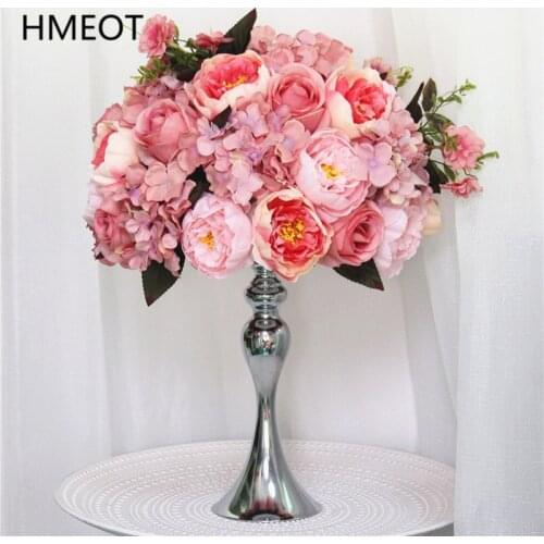 Customicable Rose Peony Hydrangea Artificial Flower Ball Party Wedding Dinner Table Centerpiece Silk Flower Arrangement Bouquet