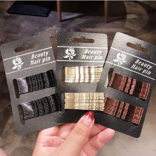 24PCS/Pack Women Girls Basic Black Gold 5 CM Barrettes Female Hair Clips Headbands Lady Good Quality Hairpins Hair Accessories