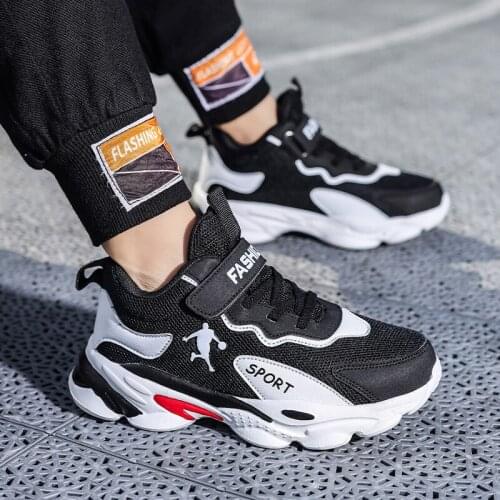 Sport Boys Sneakers Children Casual Basketball Shoes For Kids Sneakers Girls Shoe Short Fur Lining Fabric Leather Anti-slippery