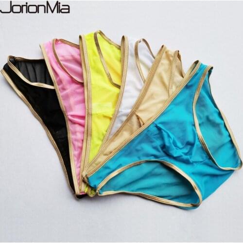 4pcs/Lots Sexy Transparent Mens Briefs Underpants Man Breathable Elastic Low Waist Sexy Nylon Men Briefs Underwear Bikini YJ006