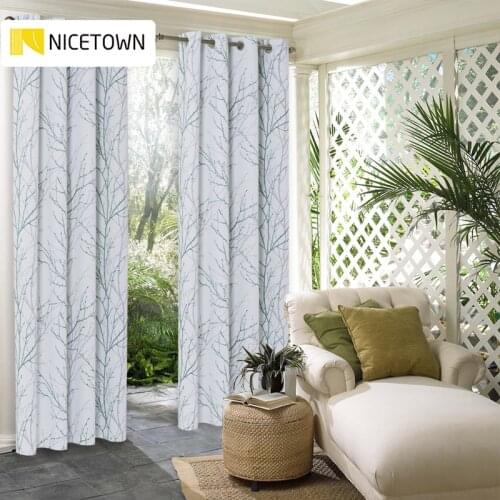 NICETOWN Outdoor Curtain Printed Bicolor branches Drape Blackout Light Blocking Fade Resistant Grommet Rust-Proof For Garden
