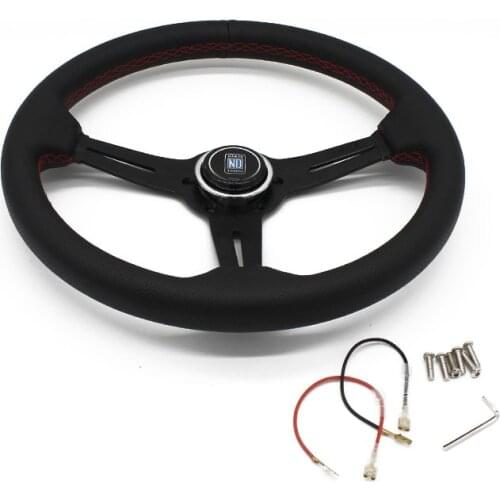 Universal 14 350mm ND leather Auto Racing Steering wheels Drifting Sport Deep Steering Wheel With Logo JG-SW34