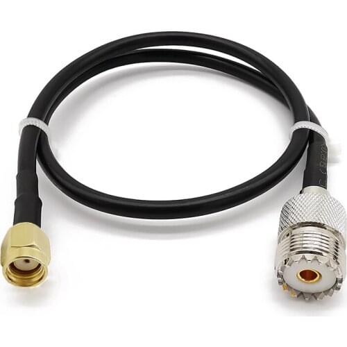 UHF SO239 Female to RP SMA Male Adapter RF LMR195 Extension Cable For for Yaesu Icon Alinco Kenwood Handheld Radios Antenna