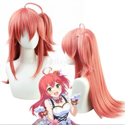 VTuber Sakura Miko Wig Ponytail Hololive Youtuber Cosplay Girls Orange Pink Long Straight Holo no Graffiti Heat Resistant Hair