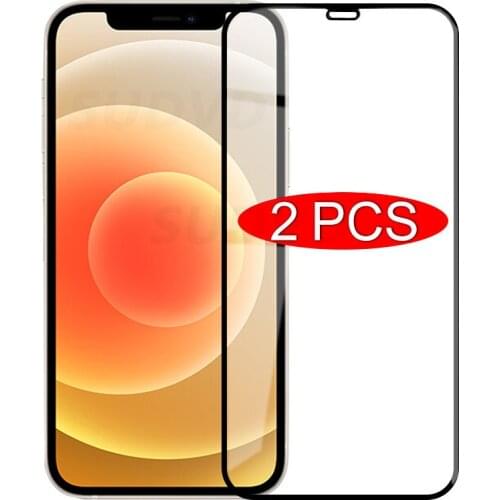 2Pcs Full Cover Protective Glass On iPhone 11 12 Pro Max XS XR 7 8 6s Plus SE Screen Protector For iPhone 12 Mini 11 Pro 7 Glass