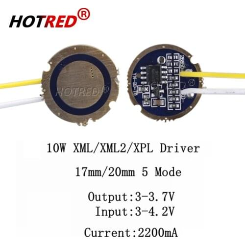 1-10PCS cree xml led xml2 led T6 U2 driver 17mm 20mm 2.7-4.2V 2-2.2A 5-Mode LED Driver for CREE XML LED Emitter