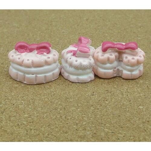 1pcs/lot resin flatback pink bow ice cake 16mm Cabochons Scrapbooking Hair Bow Center Card Frame Making Craft DIY B004-2