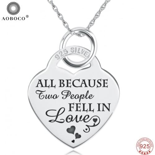 100% Fine 925 Sterling Silver Love Heart Fashion Pendants Necklaces Custom Engraved Necklace Special Gift For Lovers GNX14520