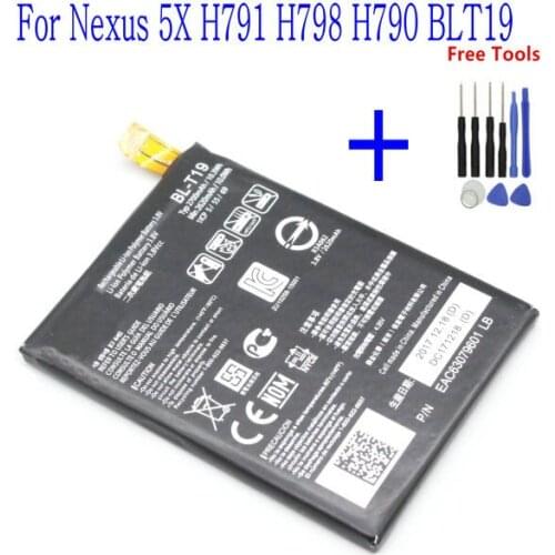 1x 2700mAh BL-T19 BL T19 BLT19 Replacement Battery for LG Nexus 5X H791 H798 H790 Phone Batteries + Repair Tools kit