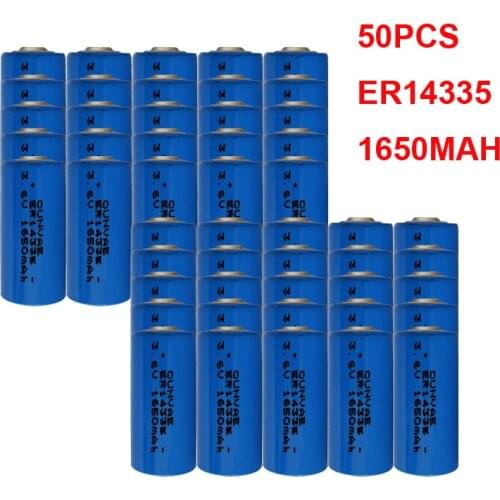 50PCS ER14335 14335 1650mAh 3.6 Volt Lithium battery smoke alarm hydrogen sulfide detector battery 2/3AA 3.6V Li-ion Batteries