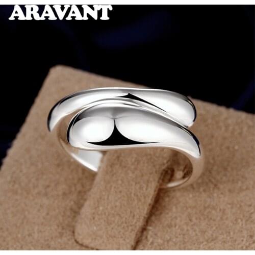 925 Silver Water Drop Ring For Women Wedding Fashion Jewelry Gifts