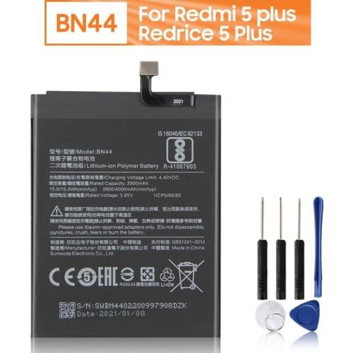 Xiao Mi Original BN44 Battery For Xiaomi Redmi 5 plus 5.99 Redrice 5 Plus BN44 Genuine Replacement Phone Battery 4000mAh + Tools