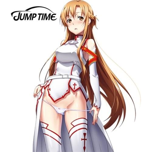 JumpTime 13cm x 9.3cm Car Stickers Anime Sword Art Online Sexy Beauty Yuuki Asuna Auto Motor Decorative Funny Car Decal