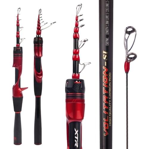 CEMREO Fishing Rod Angelrute 33-38cm Mini Portable Ultra Light Short Carbon Telescopic Fishpole Rods Easy Carry Fishing Tackle