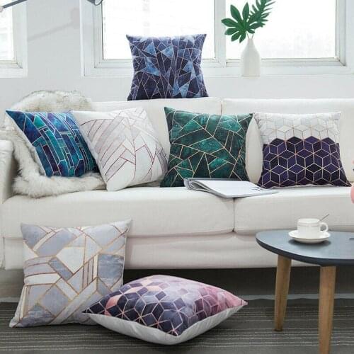 18'' Geometric Pattern Pillow Case Cotton Linen Cushion Case Soft Room Gifts Single Sides Printing