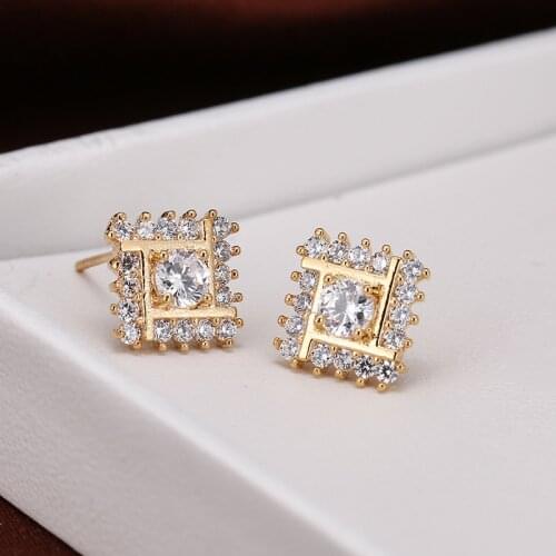DE238 Fashion Street Snap Delicacy 4A Zircon Square Geometry Ear Stud GIRLS Gift Party Banquet WOMENS Jewelry Earrings 2021