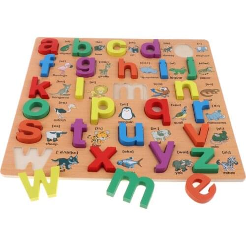 Lowercase Alphabet Puzzle Board Wooden Letters Puzzles Birthday Gift Educational Toys for Baby Learning