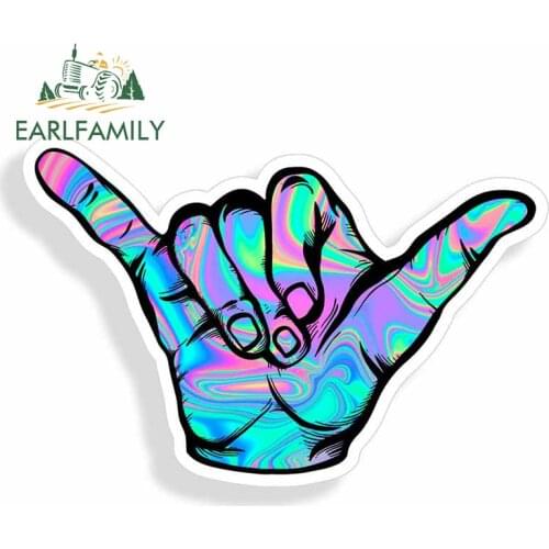 EARLFAMILY 13cm x 8.8cm for Hang Loose Laser Anime Decal Waterproof Refrigerator Car Stickers Windshield Waterproof Graphics