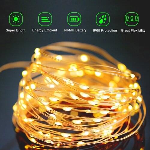 Solar String Lights LED Waterproof Fairy Lamp Outdoor Multi Color String Copper Wire Lamp Atmosphere Lighting for Christmas