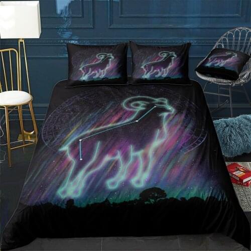Aries Constellation Quilt Cover Pillowcase 3Piece Comforter Bedding Set With Pillow Case Single Double Duvet Cover Home Decora