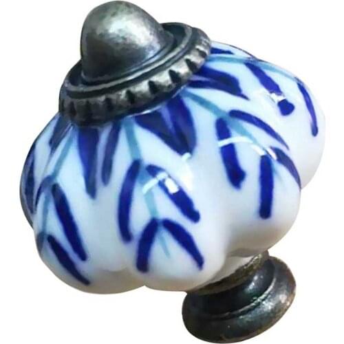 Pumpkin Shaped Ceramic Pull Handle Knob Retro Door Drawer Cabinet Cupboard