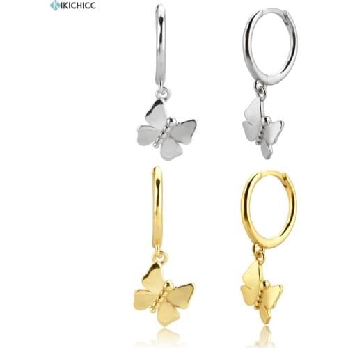 Kikichicc 925 Sterling Silver Gold Plain Butterfly Drop Earring Dangle Charm 2020 Rock Punk Women Statement Luxury Jewelry