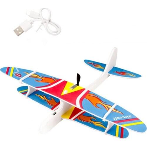 Creative Outdoor Assembling Electric USB Charging Anti-impact Foam Aircraft Model Kids Educational Toys for Children Gifts