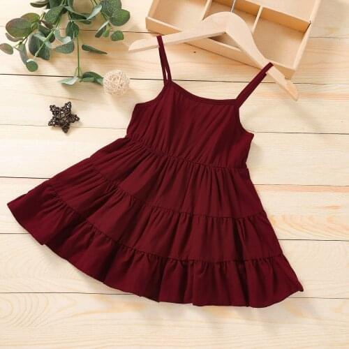 Summer Toddler Kids Dresses Baby Girls Ruffle Sleeveless Solid Linen Elegant Princess Party Dress Clothes