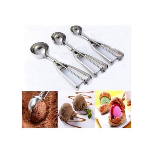 New 4/5/6 Cm Ice Cream Spoon Useful Stainless Steel Ice Cream Scoop Watermelon Spoon Cookies Dough Disher Spoon Kitchen Supplies