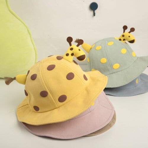Cute Children Caps for Girl Boy Kids Hats Childrens Summer Cute Giraffe Shade Sunscreen Protection Bucket Hat