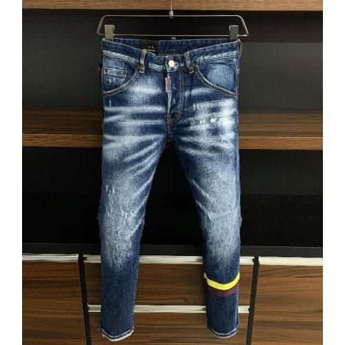 Fashion mens printed jeans mens punk pants skinny hip-hop pants 9801