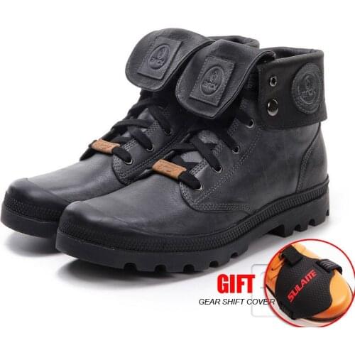 ARCX Men Motorcycle cow Leather Boot Lapel Leisure Shoes motorbike Knight Short Boots Retro style hiking shoes
