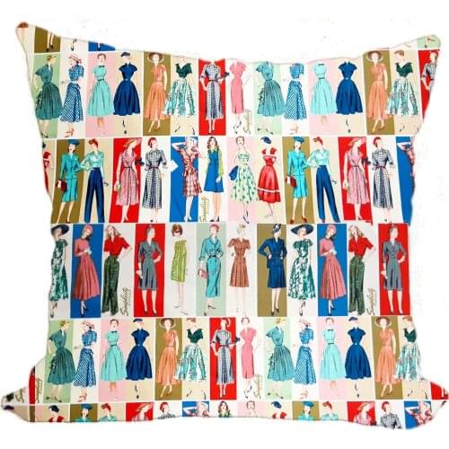 Lplpol Throw Pillow Cover Vintage Sewing Pillow Simplicity Pattern Gifts for Mom Vintage Sewing Decor Mid Century Modern Decor