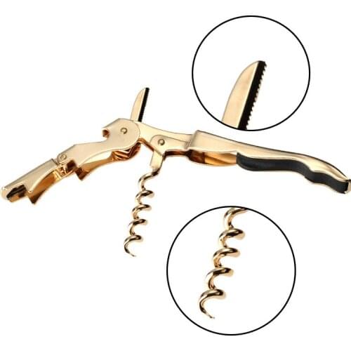 Gold Plated Corkscrew Double Hinge Waiters Wine Key Bottle Opener Party Bottle Opener TS1