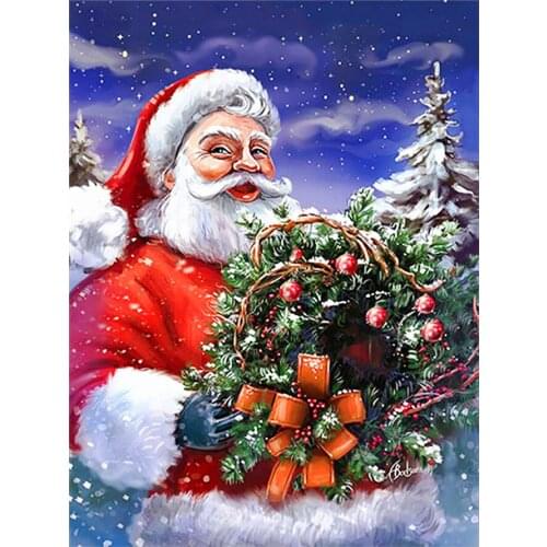 Santa Claus Diamond Painting Round Full Drill Christmas Cartoon Portrait Floral Nouveaute DIY Mosaic Embroidery 5D Cross Stitch