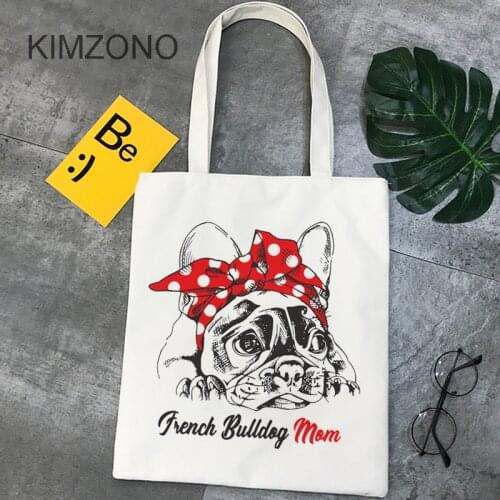 French Bulldog shopping bag reusable tote shopper canvas bolsas de tela bolsa bag cloth bolsa compra bolsas ecologicas cabas