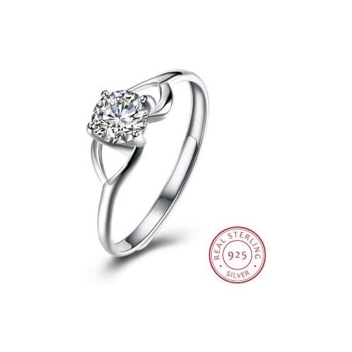 UFOORO 2017 Hot fashion hollow silver wedding ring for women real 925 sterling silver zircon band gift for women USH-R0047