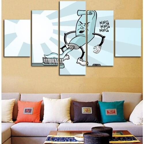 Funny Squeeze Toothpaste Nordic Style Wall Art Canvas Prints Printing Pictures For Living Room Flower Picture Modular Painting